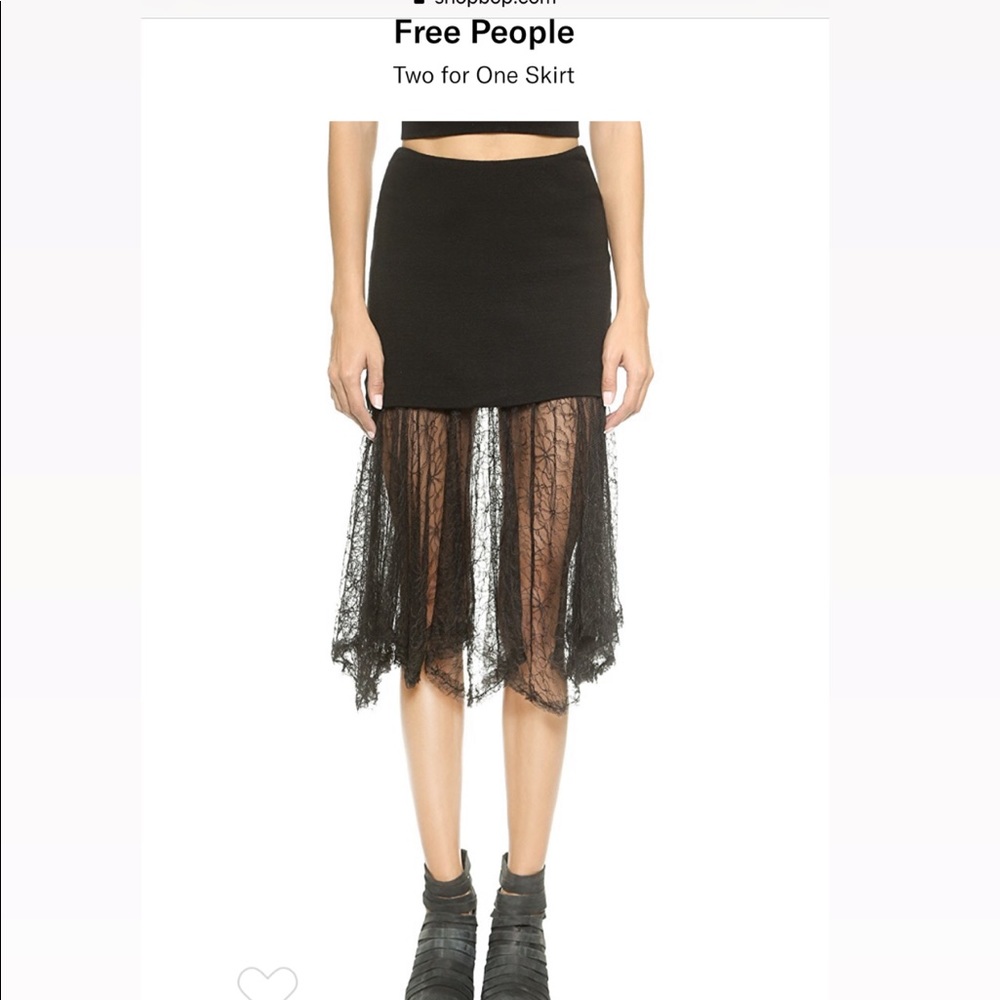 Free People Two for One Black Lace Skirt - Picture 2 of 7